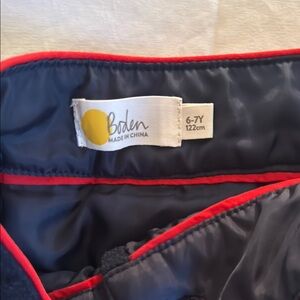 Navy Blue Wool Skirt with Red Trim